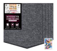 Bouiexye Felt Cork Board Tiles 6 Pack Grey Bulletin Boards 12"x12" - 1/2" Thick Corkboards for Wall Bulletin Board Self Adhesive with 100 Push Pins for Wall School Home Office