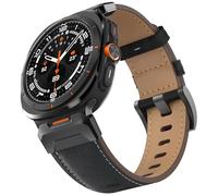Bouixel Genuine Leather Strap Compatible with Samsung Galaxy Watch Ultra Straps 47mm (2024) Men Women, No Gap Wide Rugged Band with One Click Stainless Steel Connectors for Samsung Galaxy Watch Ultra