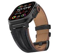 Bouixel Top Grain Genuine Leather Strap Compatible with Apple Watch Ultra 3 Straps 49mm 46mm 45mm 44mm 42mm, Rugged Metal Connector Band for Women Men iWatch Ultra 2/1 Series 11 10 9 8 7 6 5 4 3 SE