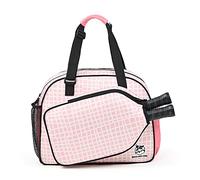 Boulder Bee Pickleball Bags, Pickleball Tote Bag for Women, Women’s Hand/Shoulder Gym Bag w Water Bottle Holder, with Pickleball Racquet/Paddle Holder (Pink Plaid)