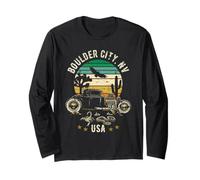 Boulder City Nev USA Hotrod Retro Desert Sunset Style Design Long Sleeve T-Shirt