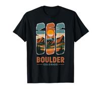 Boulder Colorado Flatirons Mountains Retro Travel Design T-Shirt
