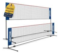 Boulder Portable Badminton Net Set - for Tennis, Soccer Tennis, Pickleball, Kids Volleyball - Easy Setup Nylon Sports Net with Poles (Blue/Red, 10 FT)