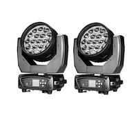 Boulder Pro 19x15W Zoom Wash Moving Head Stage Lighting Stage Light with Variable White Warm White Plus Cool White 2in1 LEDs Ideal for Church, Theater, Studio, Stage, Events, etc... (2pcs Packed)
