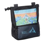 Bouldering Chalk Bag by Madu Climb Big Bucket Large Self-Standing Chalk Bag with Magnetic Closure, Fleece Lining, Zippered Pockets & Brush Holders - Artistic Blue Design