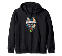 Bouldering Is My Therapy Climber Rock Climbing Design Zip Hoodie