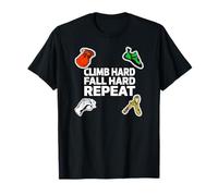 Bouldering Rock Climb Hard Fall Hard Repeat T-Shirt