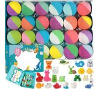 Boule de Bain Enfant Surprise 24 Pièces, Bombe de Bain Double Couleur avec Jouets Animaux, Mousse Riche, Coffret Cadeau Pour Filles Garçons Bain Soins