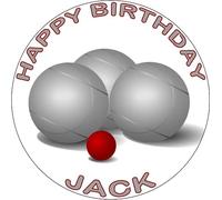 BOULES FRENCH BOWLING Premium Quality Edible Large 7.5 Inch Round Icing Cake Topper - Text can be Customizable - Make your Celebrations Memorable with Our Delightful Charming Cake Toppers D1