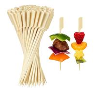BOULESENM 12 cm Skewers Snack Finger Food, 200 Pieces Cocktail Skewers Skewers for Snacks Finger Food Bamboo Party Skewers Bamboo Wooden Paddle Skewers for Cocktail, Appetizers, Sandwich, Grill