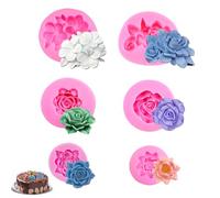 BOULESENM Flower Silicone Mould, 6 Pieces Silicone Moulds Casting Moulds Flowers, Silicone Mould Roses, Candle Mould Flower Blossom Rose for Cake Decoration Chocolate Handmade Candy Making