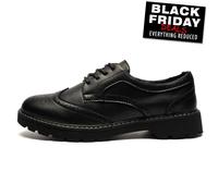 Boulevard Womens Platform Brogue Shoes with Low Heel Black 3 UK