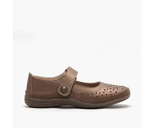 Boulevard ALEX Ladies Extra Wide EEE Leather Velcro Mary Jane Shoes Bronze UK 6