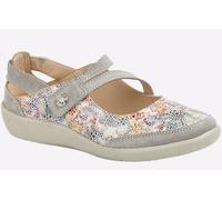 Boulevard Ladies Super Comfy Wide Fit Velcro Casual Shoes (6, Grey/Multi)