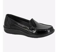 Boulevard Bordeaux Womens Workwear Smart Casual Hi-Shine Slip-On Loafers Black