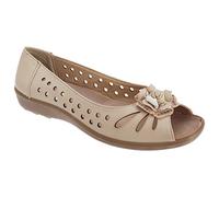 Boulevard Bow Open Toe Summer Shoes Various Multi Colours - Beige PU, Ladies UK 3 / EU 36