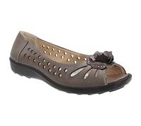 Boulevard Bow Open Toe Summer Shoes Various Multi Colours - Pewter PU, Ladies UK 6 / EU 39