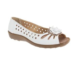 Boulevard Bow Open Toe Summer Shoes Various Multi Colours - White PU, Ladies UK 4 / EU 37
