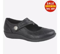 Boulevard Ladies Womens Flat Touch Fastening Wide EE Fit Bar Shoes Includes Free Pair of UBERSHOES Insoles (3 UK, Black)