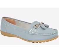 Boulevard Camilla Ladies Leather Tassle Loafers Baby Blue UK 5