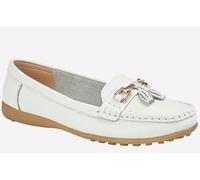 Boulevard Camila Tassle Womens Loafer Shoes | Slip On Shoes | White | UK Size 7