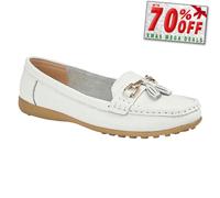 Boulevard Womens/Ladies Action Leather Tassle Loafers (3 UK) (White)