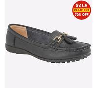 Boulevard Camilla Ladies Leather Tassle Loafers Black UK 3