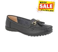 Boulevard Womens/Ladies Action Leather Tassle Loafers (3 UK) (Black)