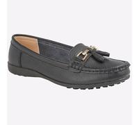 Boulevard Camilla Ladies Leather Tassle Loafers Black UK 3