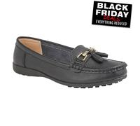 Boulevard Womens/Ladies Action Leather Tassle Loafers (3 UK) (Black)