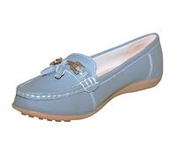 Boulevard Camilla Ladies Leather Tassle Loafers Baby Blue UK 4