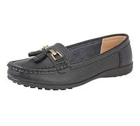 Boulevard Camilla Ladies Leather Tassle Loafers Black UK 8