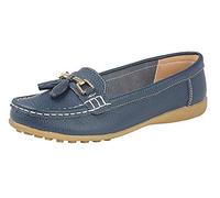 Boulevard Camilla Ladies Leather Tassle Loafers Navy UK 3