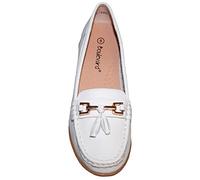 Boulevard Camilla Ladies Leather Tassle Loafers White UK 4