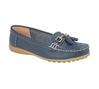 Boulevard Camilla Womens Coated Leather Slip-On Comfort Blue Loafer Shoes