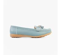 Boulevard Camilla Womens Leather Slip-On Comfort Baby Blue Loafers
