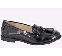 Boulevard Womens Tassel Loafers/Girls School Shoes Patent Black 7 UK