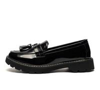 Boulevard Womens Low Heel Tassel Loafers Patent Black 7 UK