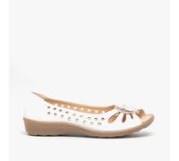 Boulevard Bow Open Toe Summer Shoes Various Multi Colours - White PU, Ladies UK 4 / EU 37