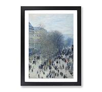 Boulevard Des Capucines By Claude Monet Classic Painting Framed Print | A2 Black Framed Wall Art | Ready to Hang | Classic Historical Picture | Living Room Bedroom Lounge Office