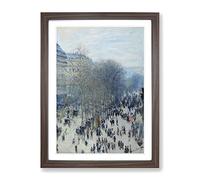 Boulevard Des Capucines By Claude Monet Classic Painting Framed Print | A2 Walnut Framed Wall Art | Ready to Hang | Classic Historical Picture | Living Room Bedroom Lounge Office