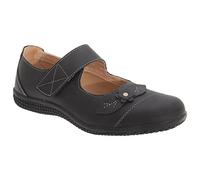 Boulevard DIANA Womens Leather Velcro EEE Wide Fit Mary Jane Shoes Black UK 3