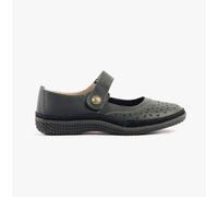 Boulevard Eleanor Womens Leather Touch Fasten Comfort Black Mary Jane