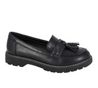 Boulevard Girls School Loafers Girls School Shoes Womens Low Heel Tassel Loafers Black 4 UK