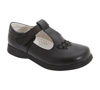 Boulevard Girls Touch Fastening T Bar Shoes (1 UK) (Black Matt)