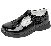 Boulevard Girls Touch Fastening T-bar Shoes, Black Patent , 13 UK