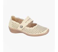 Boulevard Heather Womens Leather Touch Fasten Breathable Beige Casual Shoes