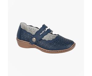 Boulevard Heather Womens Leather Touch Fasten Breathable Navy Blue Casual Shoes