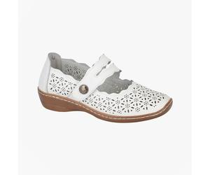 Boulevard Heather Womens Leather Touch Fasten Breathable White Casual Shoes