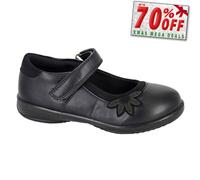 Boulevard Junior Girls PU Leather Touch Fastening School Shoes Black
